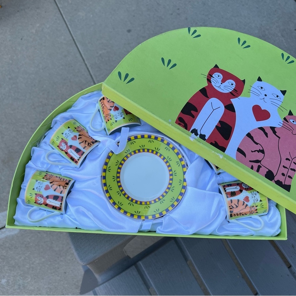 New Espresso Coffee Tea Cups Company Set Of 6 Cat Lover Coffee Tea Collectibles - Picture 6 of 10